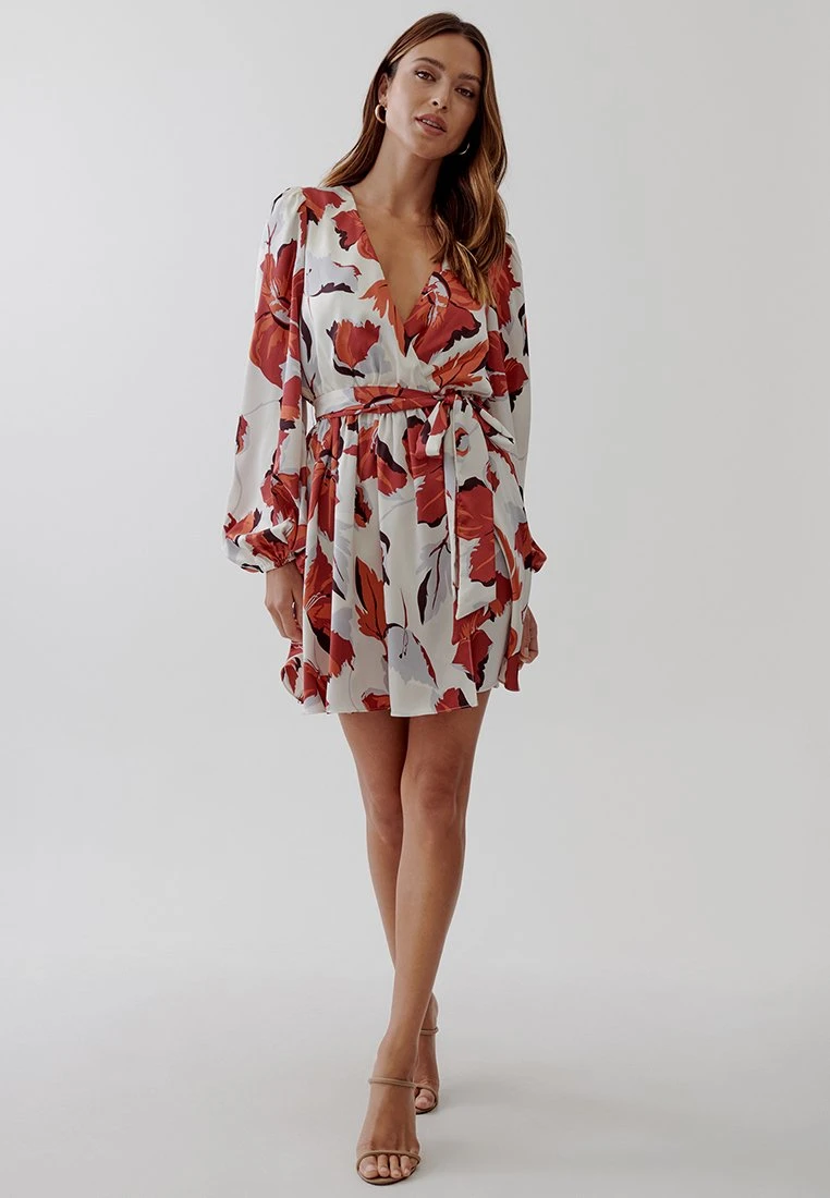 Tussah Tera Mini - Jurk - Red Oversized Floral 2 Tussah Tera Mini - Jurk - Red Oversized Floral - Afbeelding 2