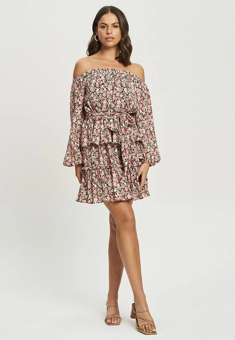 Tussah Lorelei Mini - Jurk - Black Roses Plisse 2 Tussah Lorelei Mini - Jurk - Black Roses Plisse - Afbeelding 2