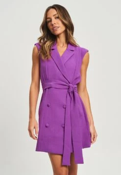 Tussah Brandi Mini- Jurk - Magenta