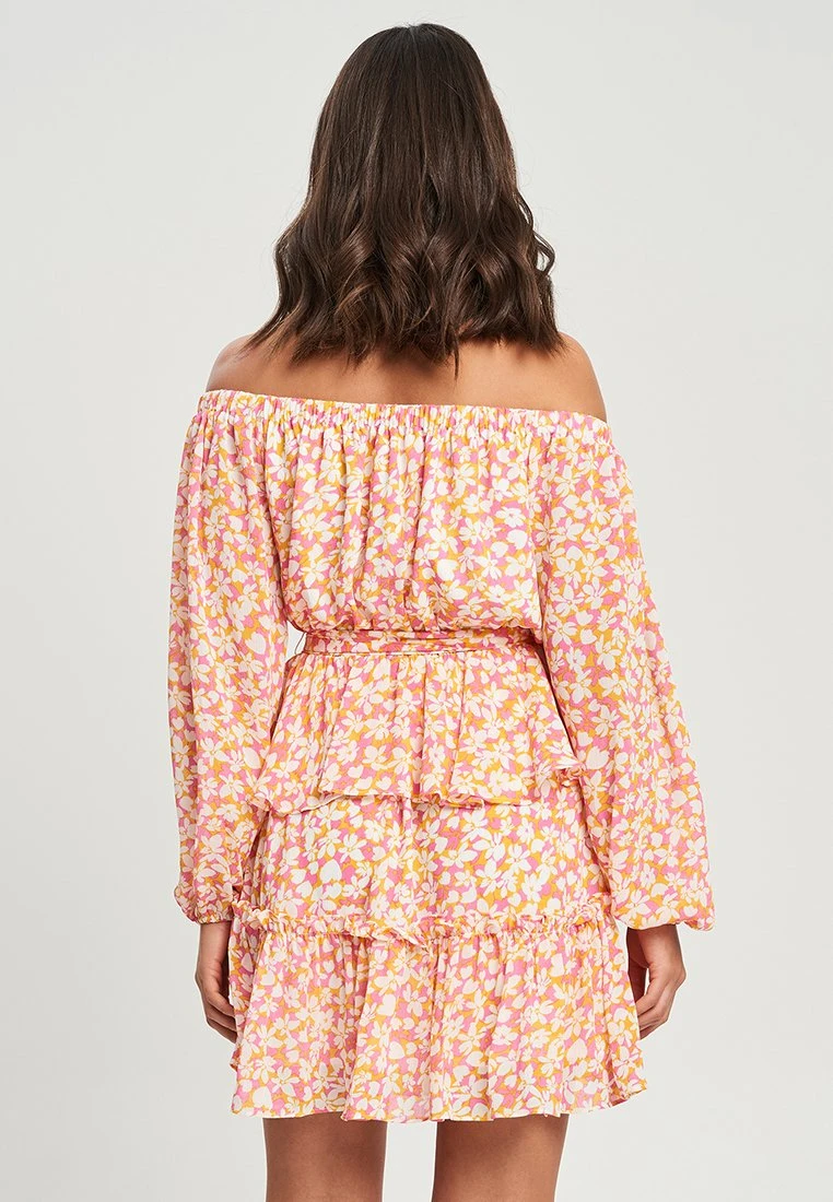 Tussah Lorelei Mini- Jurk - Aria FloralOrange And Pink 4 Tussah Lorelei Mini- Jurk - Aria FloralOrange And Pink - Afbeelding 4