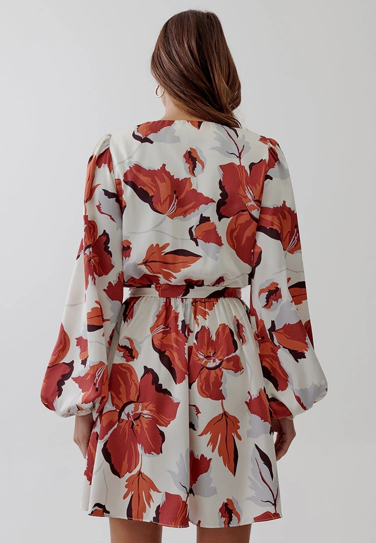 Tussah Tera Mini - Jurk - Red Oversized Floral 3 Tussah Tera Mini - Jurk - Red Oversized Floral - Afbeelding 3