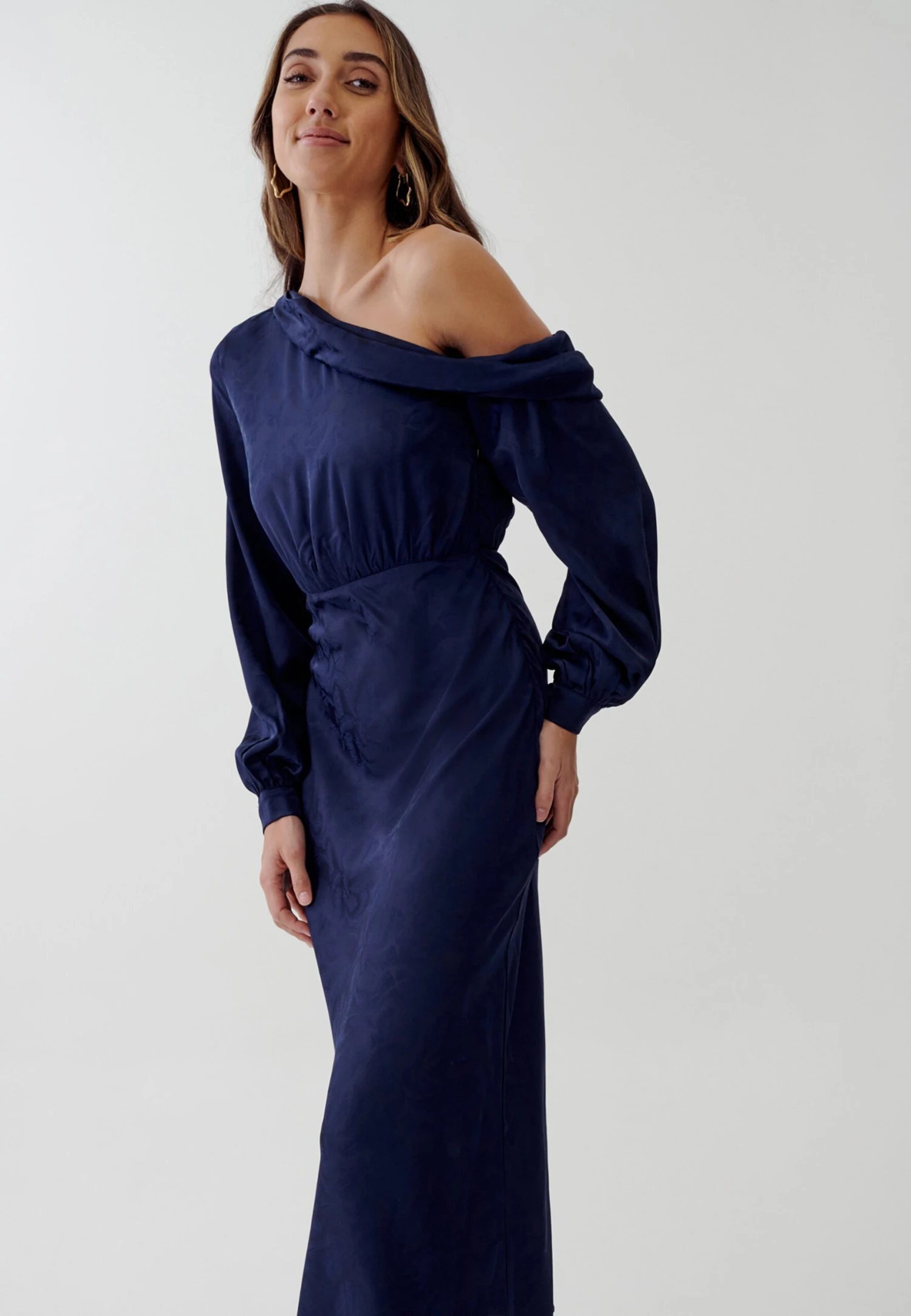 Tussah Ezara- Jurk - Navy Jacquard 5 Tussah Ezara- Jurk - Navy Jacquard - Afbeelding 5