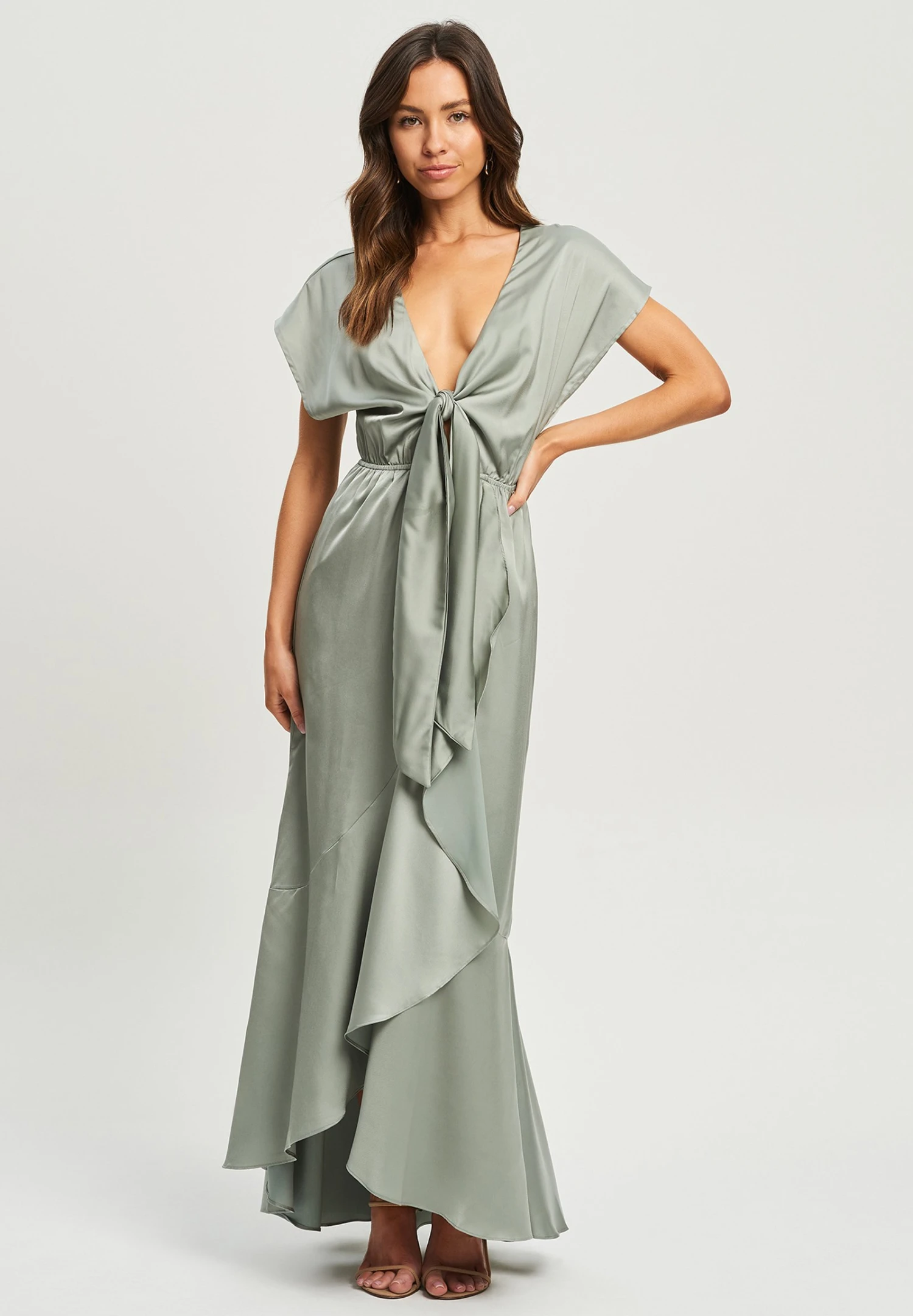 Tussah Jan- Maxi-Jurk - Sage Green 1 Tussah Jan- Maxi-Jurk - Sage Green