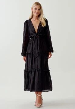 Tussah Ulla Midi- Jurk - Black