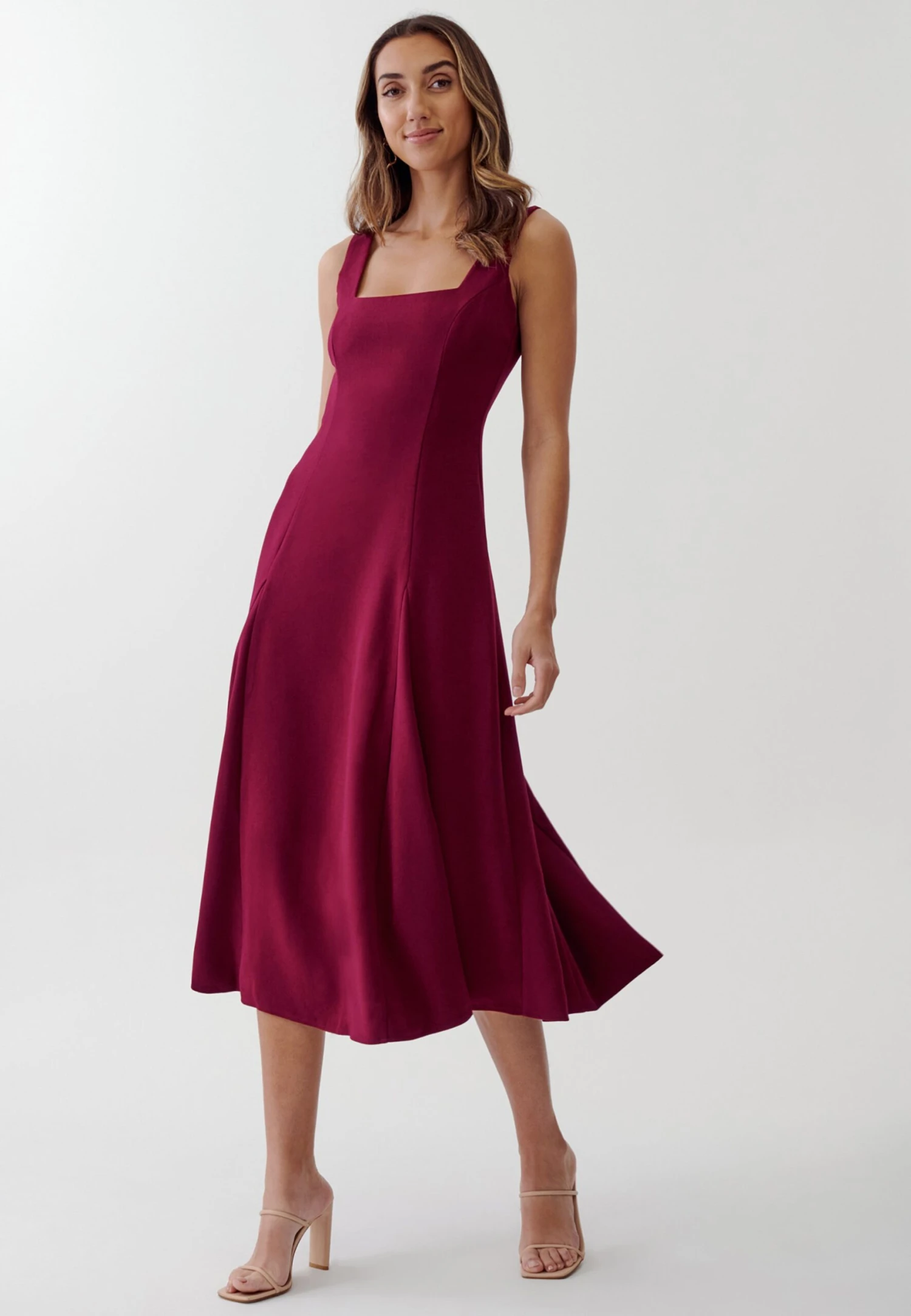 Tussah Vanity Midi - Jurk - Plum 1 Tussah Vanity Midi - Jurk - Plum