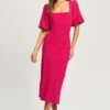Tussah Sondra Midi - Jurk - Hot Pink