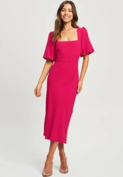 Tussah Sondra Midi - Jurk - Hot Pink