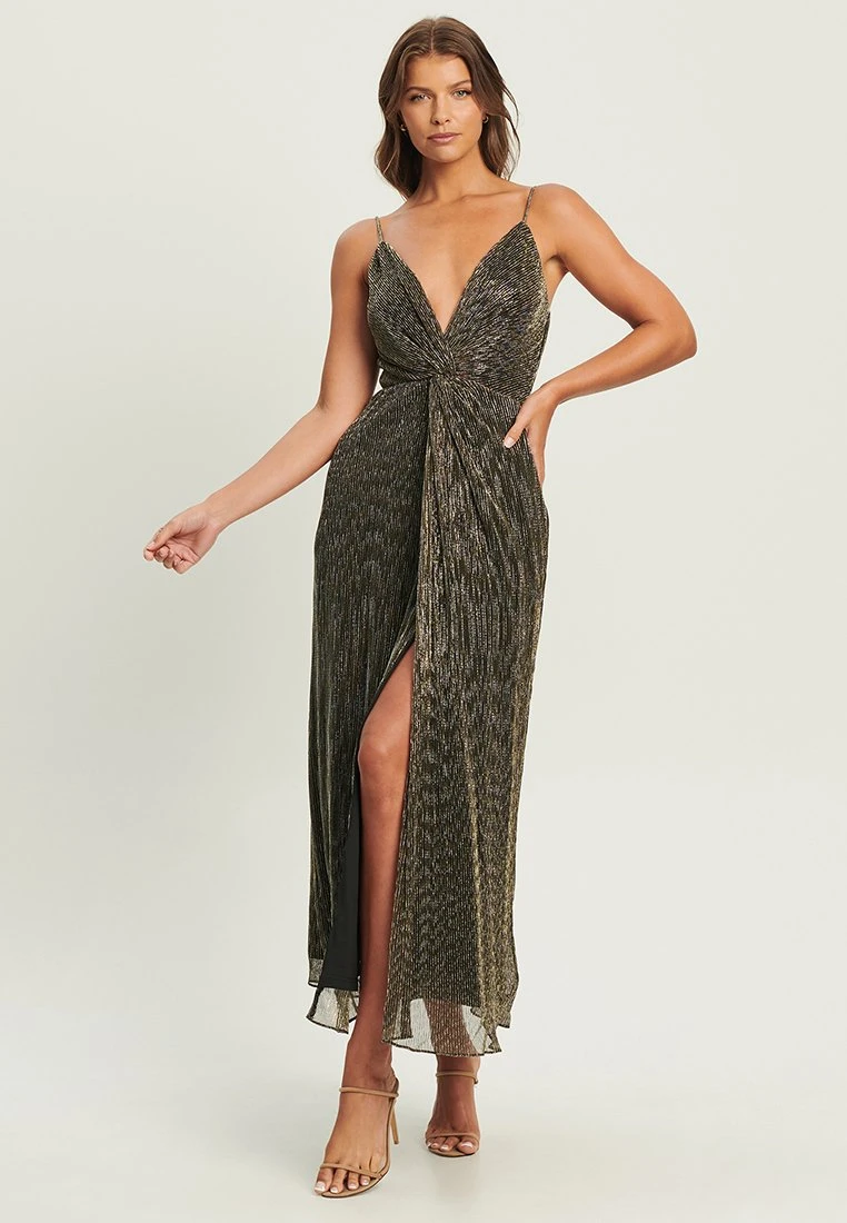 Tussah Kelly - Maxi-Jurk - Plisse Gold Metallic 2 Tussah Kelly - Maxi-Jurk - Plisse Gold Metallic - Afbeelding 2