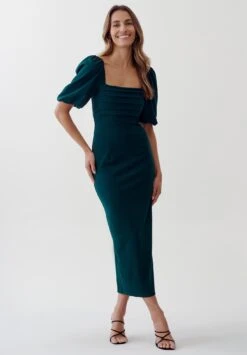 Tussah Natara Midi- Jurk - Emerald