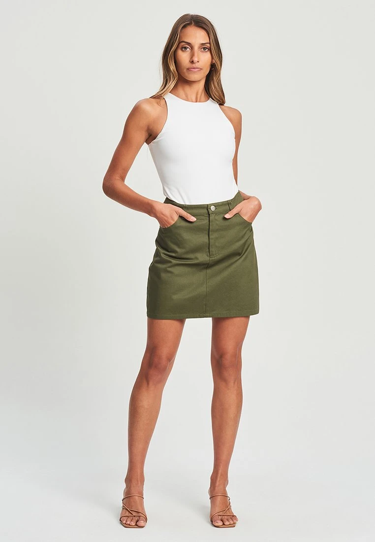 Tussah Lola- Minirok - Khaki 2 Tussah Lola- Minirok - Khaki - Afbeelding 2