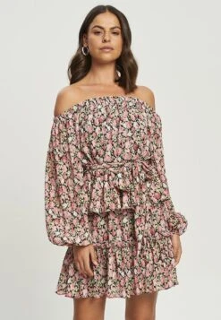 Tussah Lorelei Mini - Jurk - Black Roses Plisse