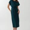 Tussah Melina Midi - Jurk - Emerald