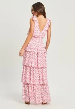 Tussah Angela- Maxi-Jurk - Pink Floral Plisse -Tussah 83ea81f03e9344c3aa6f77a529ba3f50