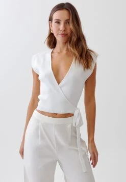 Tussah Fae Wrap- Blouse - White