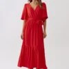 Tussah Zuri Midi- Jurk - Red