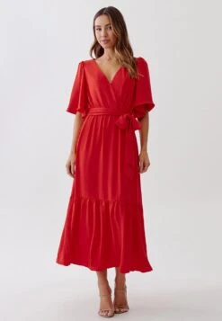Tussah Zuri Midi- Jurk - Red
