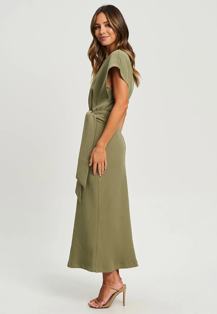 Tussah Dina Midi - Jurk - Khaki 5 Tussah Dina Midi - Jurk - Khaki - Afbeelding 5