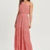 Tussah Indy - Maxi-Jurk - Plisse Floral Red