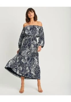 Tussah Jurk - Navy Palms