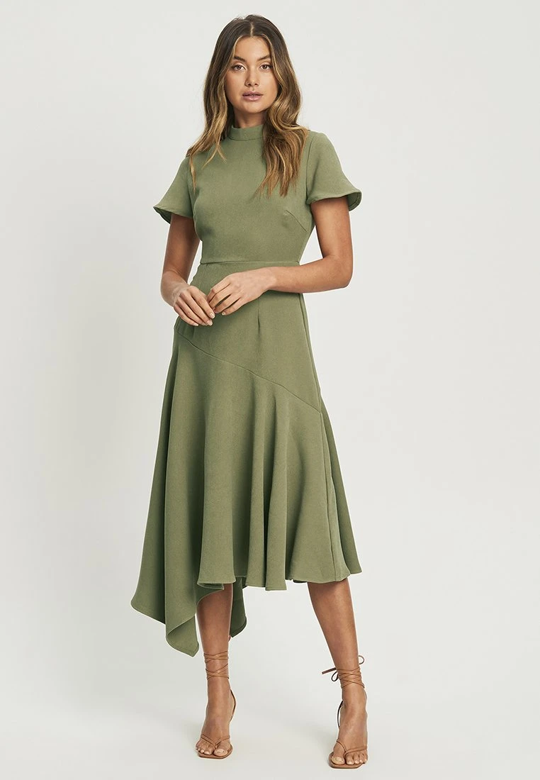 Tussah Zariah Midi- Jurk - Khaki 2 Tussah Zariah Midi- Jurk - Khaki - Afbeelding 2