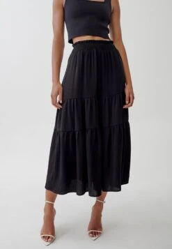 Tussah Louise Midi- A-Lijn Rok - Black