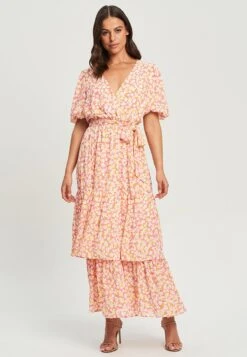 Tussah Leea - Jurk - Aria Floral Orange And Pink