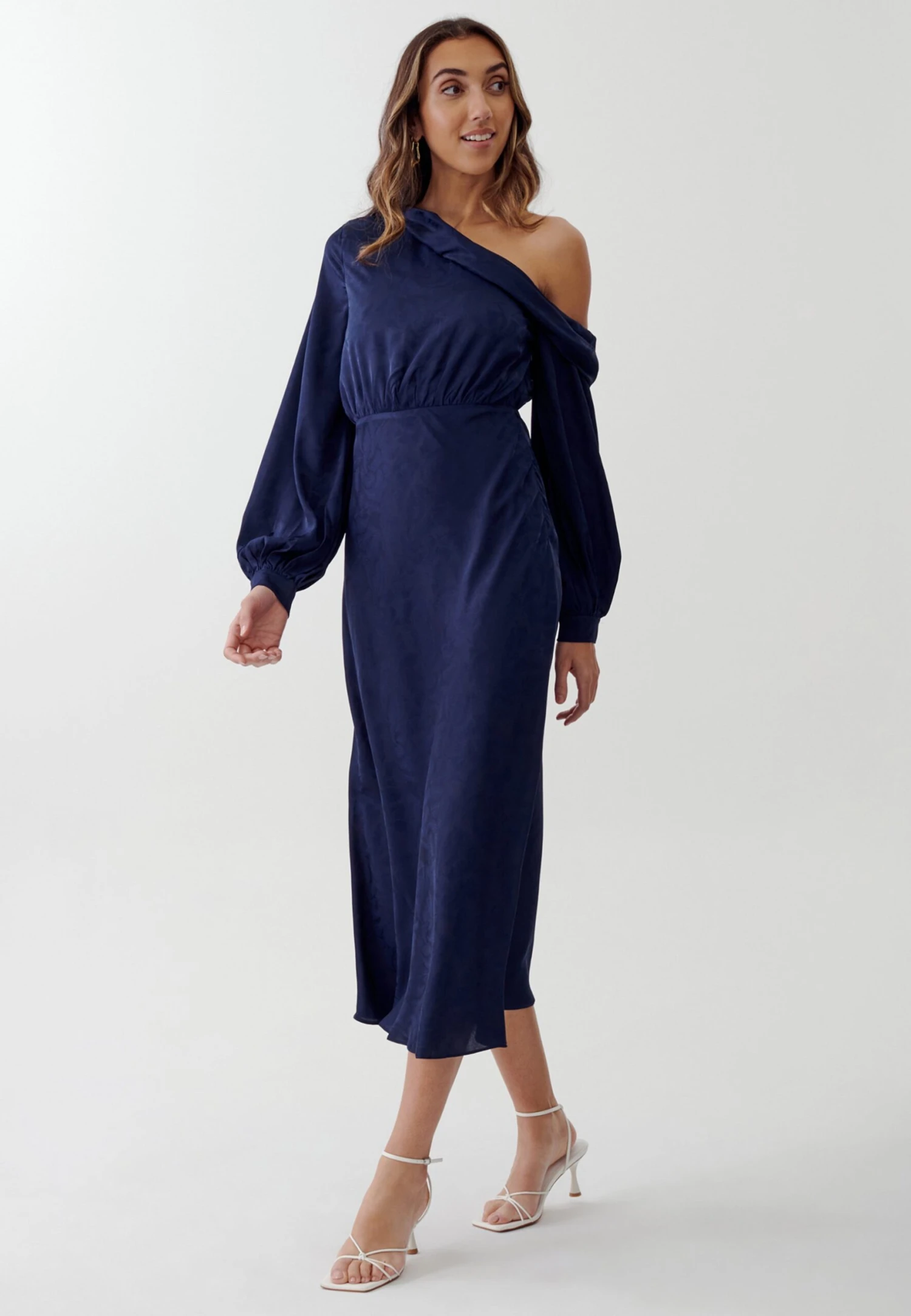 Tussah Ezara- Jurk - Navy Jacquard 2 Tussah Ezara- Jurk - Navy Jacquard - Afbeelding 2