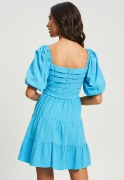 Tussah Roz- Jurk - Cyan -Tussah e3bd7e0824d64d63b53cbc8c09ebb16c