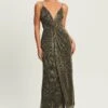 Tussah Kelly - Maxi-Jurk - Plisse Gold Metallic