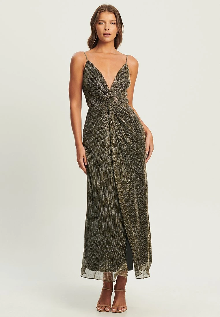 Tussah Kelly - Maxi-Jurk - Plisse Gold Metallic 1 Tussah Kelly - Maxi-Jurk - Plisse Gold Metallic